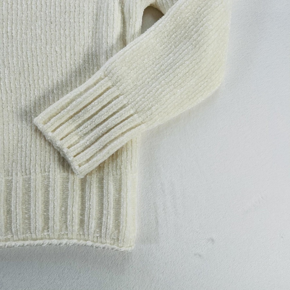 Christian Siriano Sweater Womens Small White Ribbed Knit Crewneck Pullover Soft - Picture 15 of 16